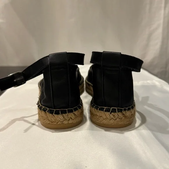 Free People Mason Espadrille Ballet Flats Black Leather Ankle Strap Size US 8.5 - Picture 6 of 10